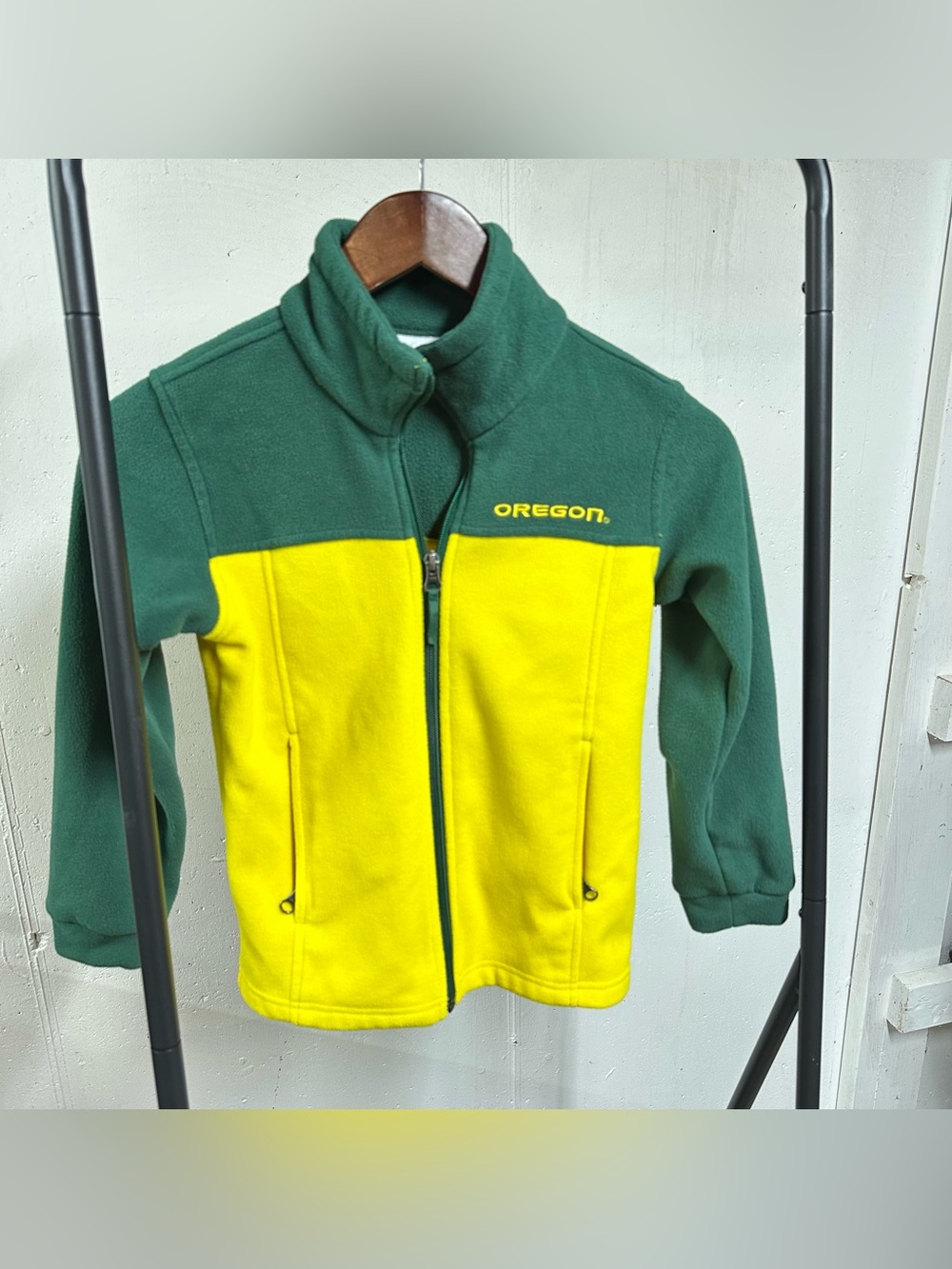 Oregon Kids Two-Tone Green & Yellow Fleece Jacket 🪶